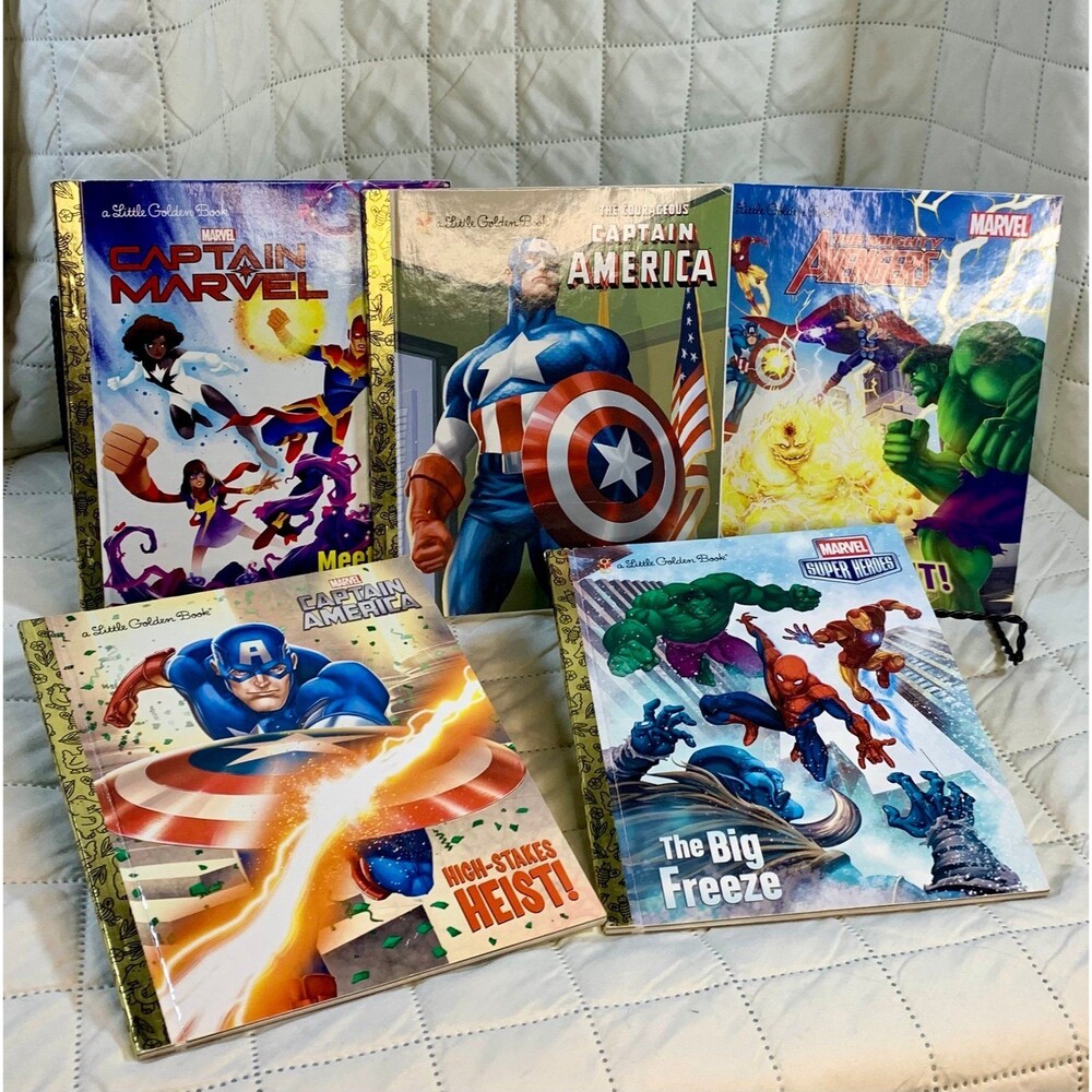 5-Book Marvel Bundle – Avengers, Captain America & Captain Marvel (Golden Books)